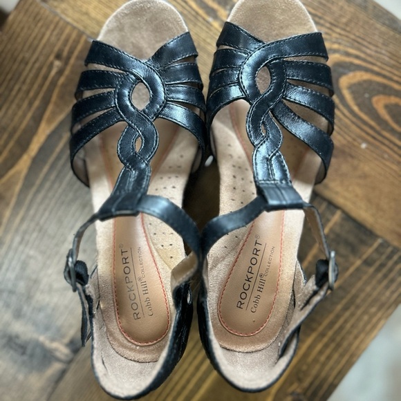 Rockport Black Strappy Vintage Sandals Low Heel - Picture 3 of 5